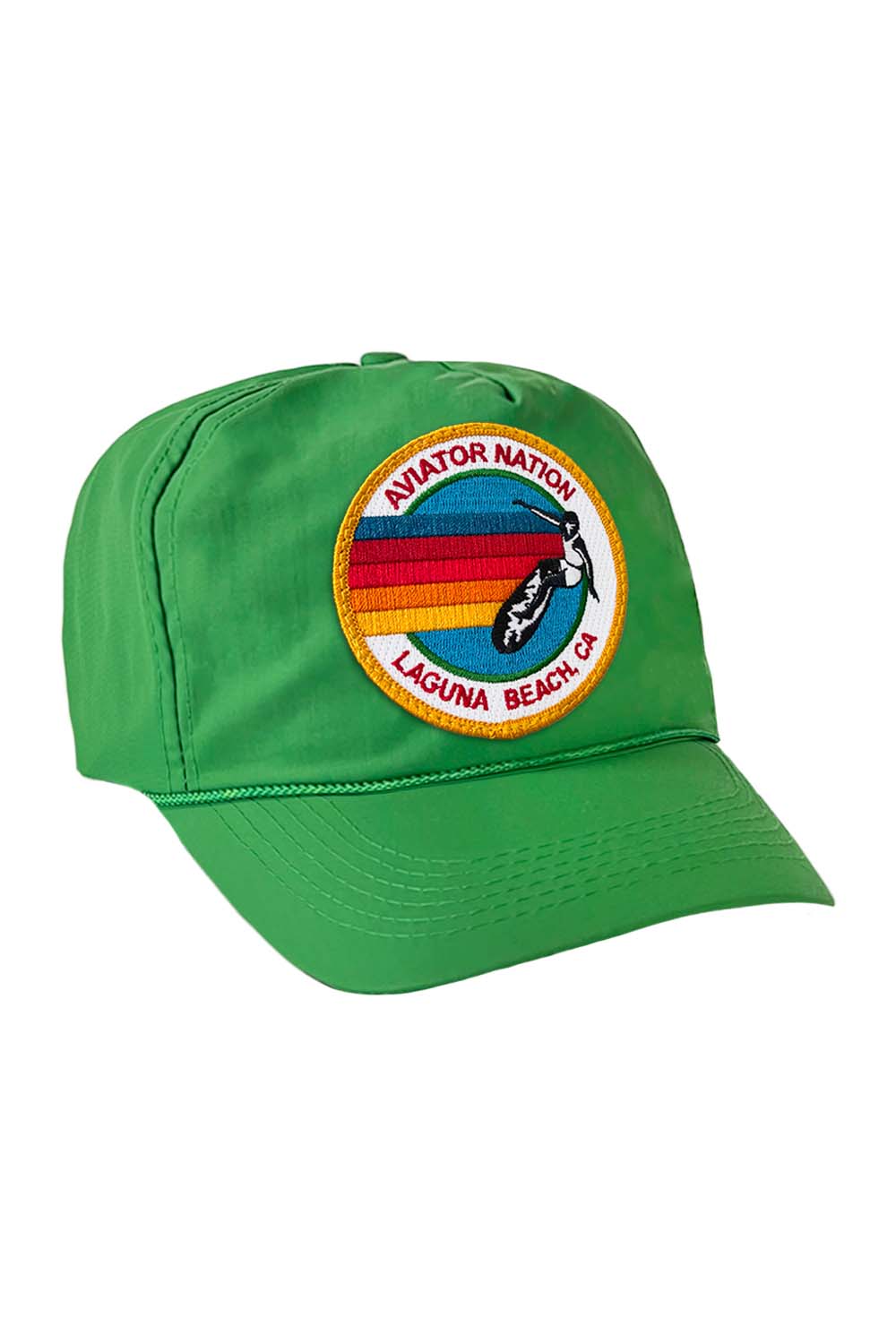 SIGNATURE LAGUNA BEACH VINTAGE NYLON TRUCKER HAT HATS Aviator Nation KELLY GREEN 