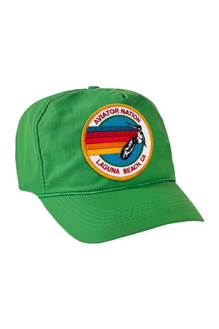 SIGNATURE LAGUNA BEACH VINTAGE NYLON TRUCKER HAT HATS Aviator Nation KELLY GREEN 