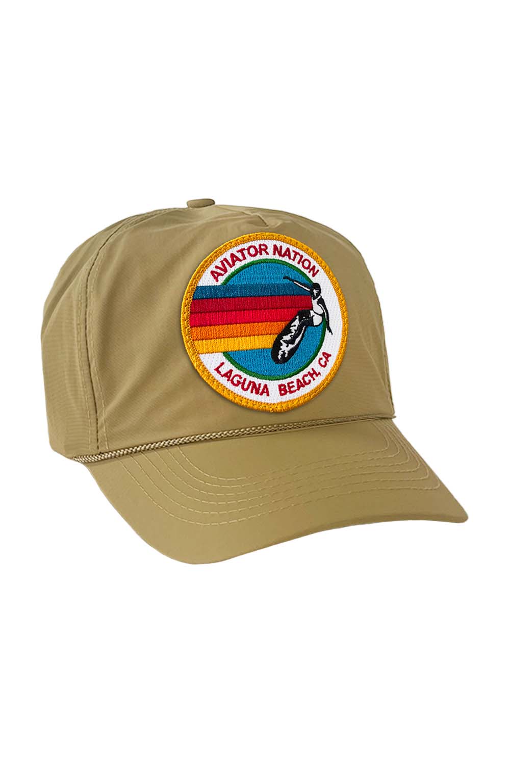 SIGNATURE LAGUNA BEACH VINTAGE NYLON TRUCKER HAT HATS Aviator Nation KHAKI 