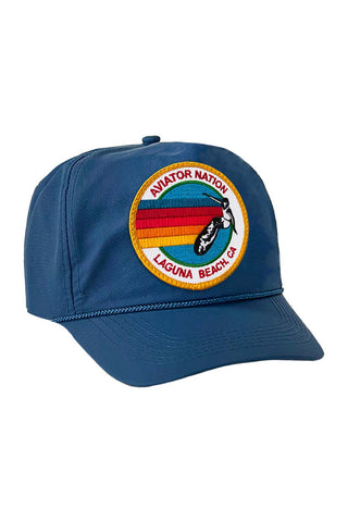 SIGNATURE LAGUNA BEACH VINTAGE NYLON TRUCKER HAT HATS Aviator Nation NAVY 