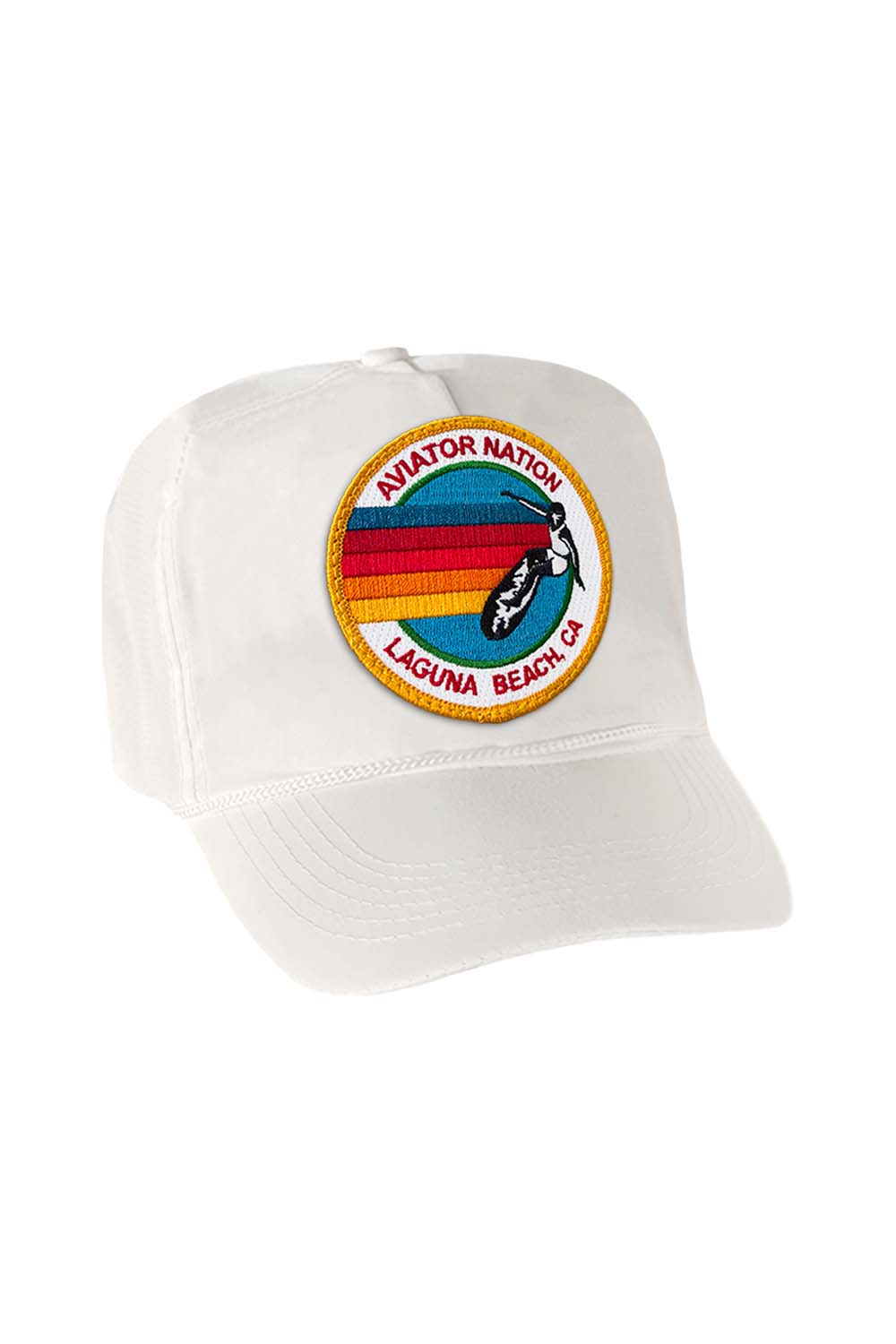 SIGNATURE LAGUNA BEACH VINTAGE NYLON TRUCKER HAT HATS Aviator Nation WHITE 