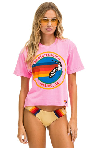 SIGNATURE MALIBU BOYFRIEND TEE - NEON PINK Boyfriend Tee Aviator Nation 