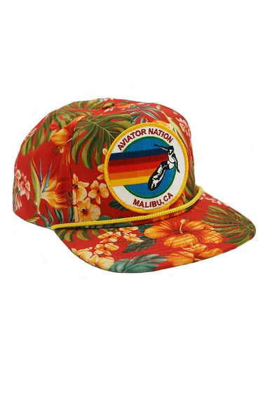 SIGNATURE MALIBU VINTAGE SAFARI TWILL LOW-RISE TRUCKER HATS Aviator Nation Red 