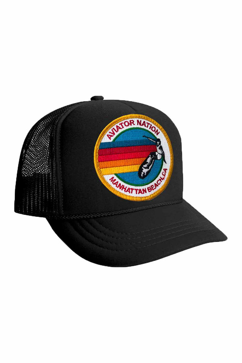 SIGNATURE MANHATTAN BEACH KIDS VINTAGE FOAM TRUCKER Kid's Hat Aviator Nation BLACK 