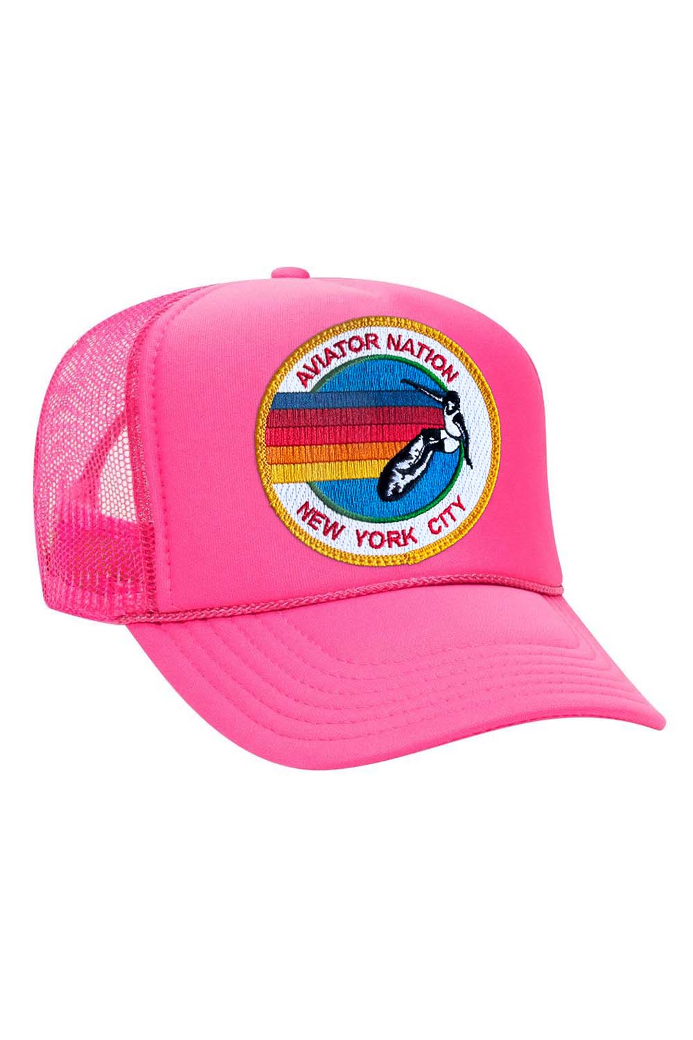 SIGNATURE NEW YORK CITY - VINTAGE LOW RISE TRUCKER HATS Aviator Nation NEON PINK 