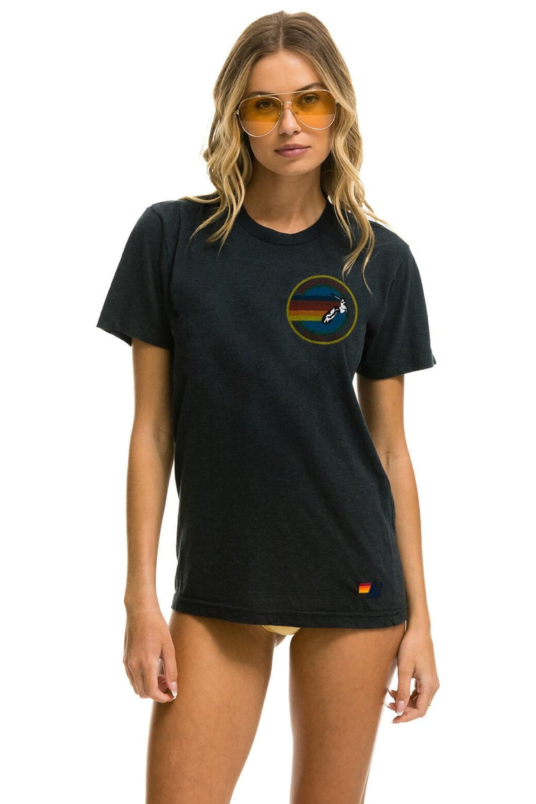 SIGNATURE SMALL VENICE CIRCLE TEE - CHARCOAL Tees Aviator Nation