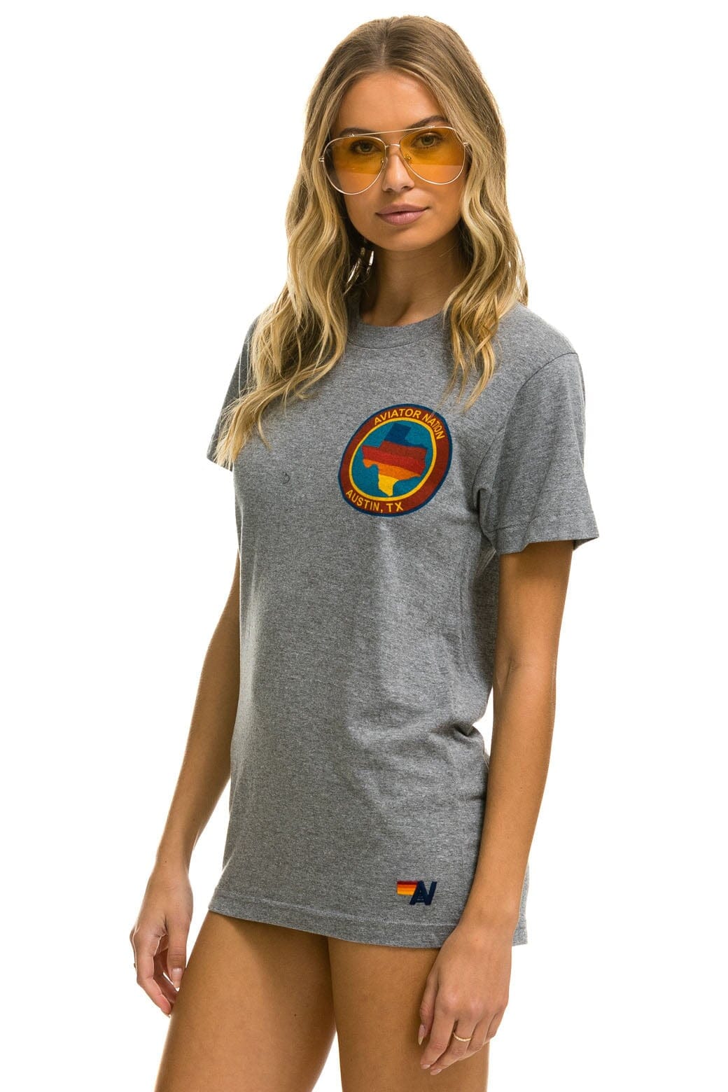 SIGNATURE TEXAS SMALL LOGO TEE - HEATHER GREY Tees Aviator Nation 