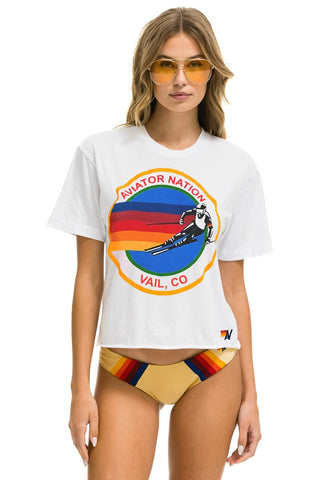SIGNATURE VAIL BOYFRIEND TEE - WHITE Boyfriend Tee Aviator Nation 