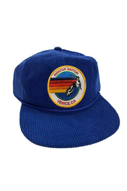 SIGNATURE VENICE - VINTAGE CORDUROY MESH TRUCKER HAT HATS Aviator Nation ROYAL BLUE 