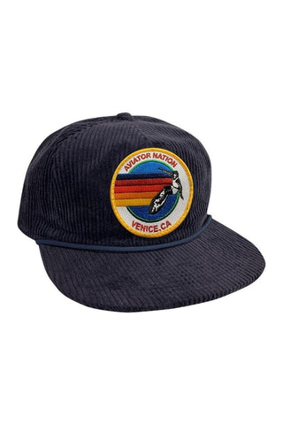 SIGNATURE VENICE - VINTAGE CORDUROY TRUCKER HAT HATS Aviator Nation NAVY 