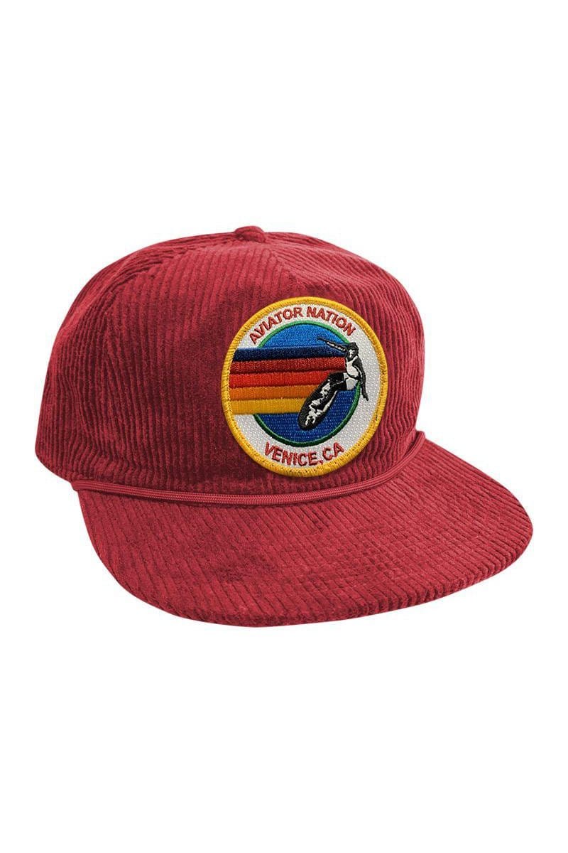 SIGNATURE VENICE - VINTAGE CORDUROY TRUCKER HAT HATS Aviator Nation RED 