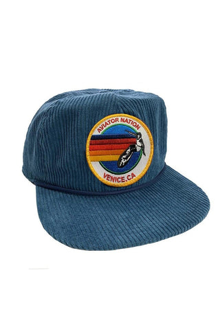 SIGNATURE VENICE - VINTAGE CORDUROY TRUCKER HAT HATS Aviator Nation SEA BLUE 