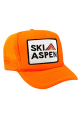 SKI ASPEN TRUCKER HAT HATS Aviator Nation NEON ORANGE 