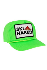 SKI NAKED - VINTAGE NYLON TRUCKER HAT HATS Aviator Nation NEON GREEEN 