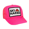 SKI NAKED - VINTAGE NYLON TRUCKER HAT HATS Aviator Nation NEON PINK 