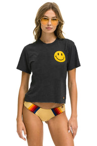 SMILEY 2 BOYFRIEND TEE - CHARCOAL Boyfriend Tee Aviator Nation 