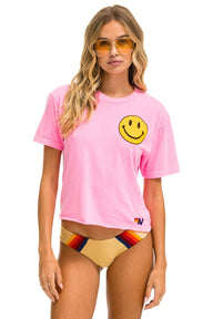 SMILEY 2 BOYFRIEND TEE - NEON PINK Boyfriend Tee Aviator Nation 