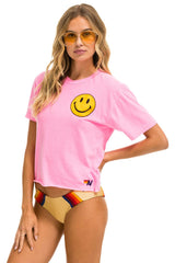 SMILEY 2 BOYFRIEND TEE - NEON PINK Boyfriend Tee Aviator Nation 