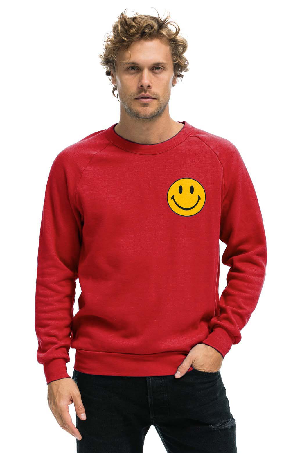 SMILEY 2 CREW SWEATSHIRT - RED Sweatshirt Aviator Nation 