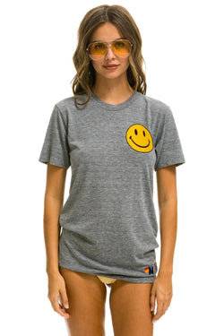 SMILEY 2 CREW TEE - HEATHER GREY Tees Aviator Nation 