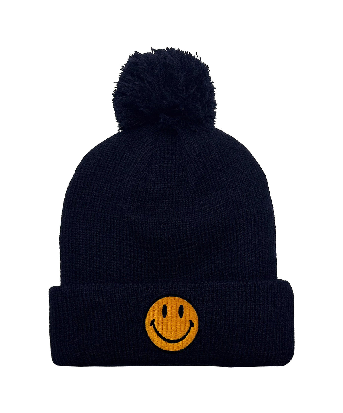 Aviator Nation Black Smiley Rib Beanie BOLT SMILEY POM POM RIB BEANIE – Aviator Nation main image 2