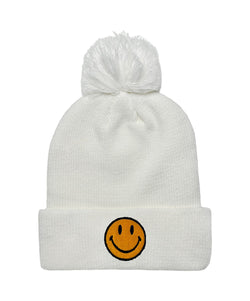 SMILEY POM POM RIB BEANIE Beanie Aviator Nation WHITE 