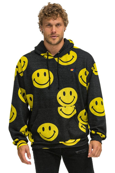 SMILEY REPEAT RELAXED PULLOVER HOODIE - BLACK Hoodie Aviator Nation 