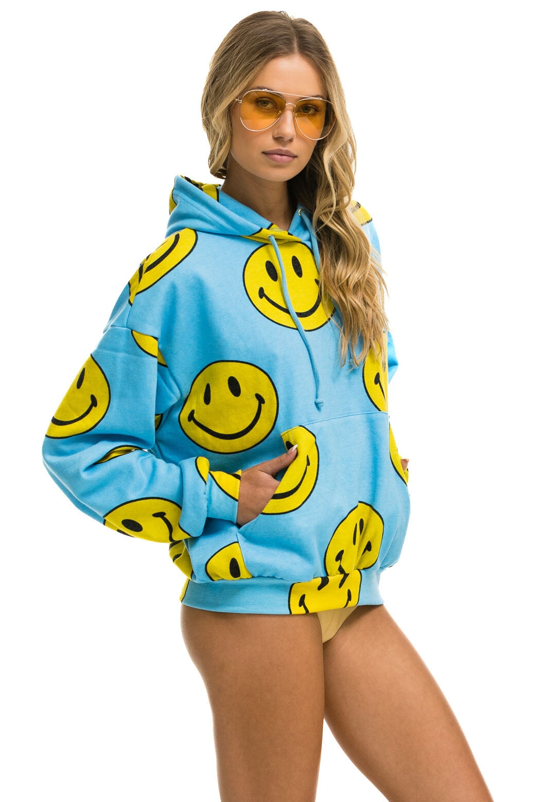 SMILEY REPEAT RELAXED PULLOVER HOODIE - SKY Hoodie Aviator Nation 