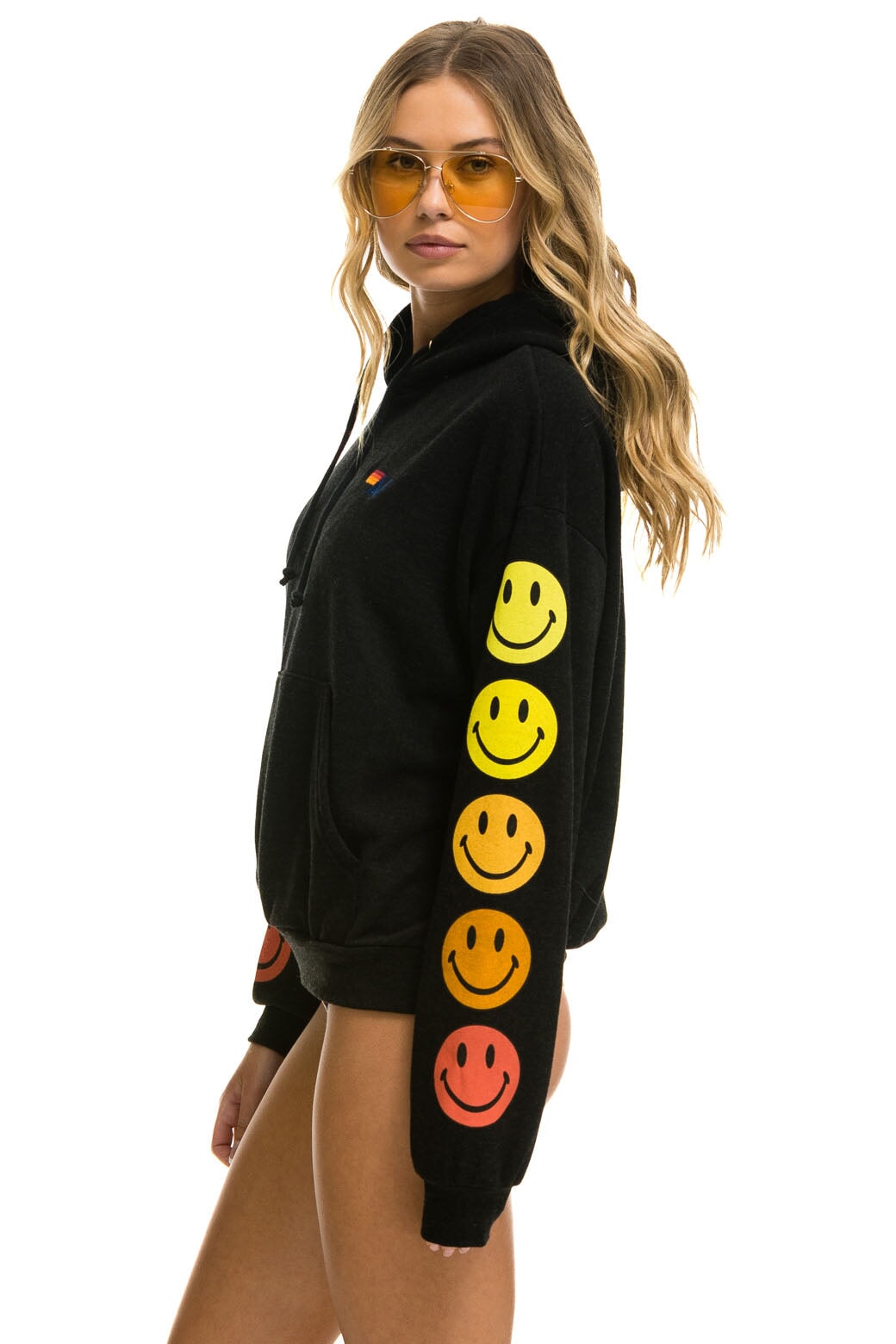 SMILEY SUNSET RELAXED PULLOVER HOODIE - BLACK Hoodie Aviator Nation 