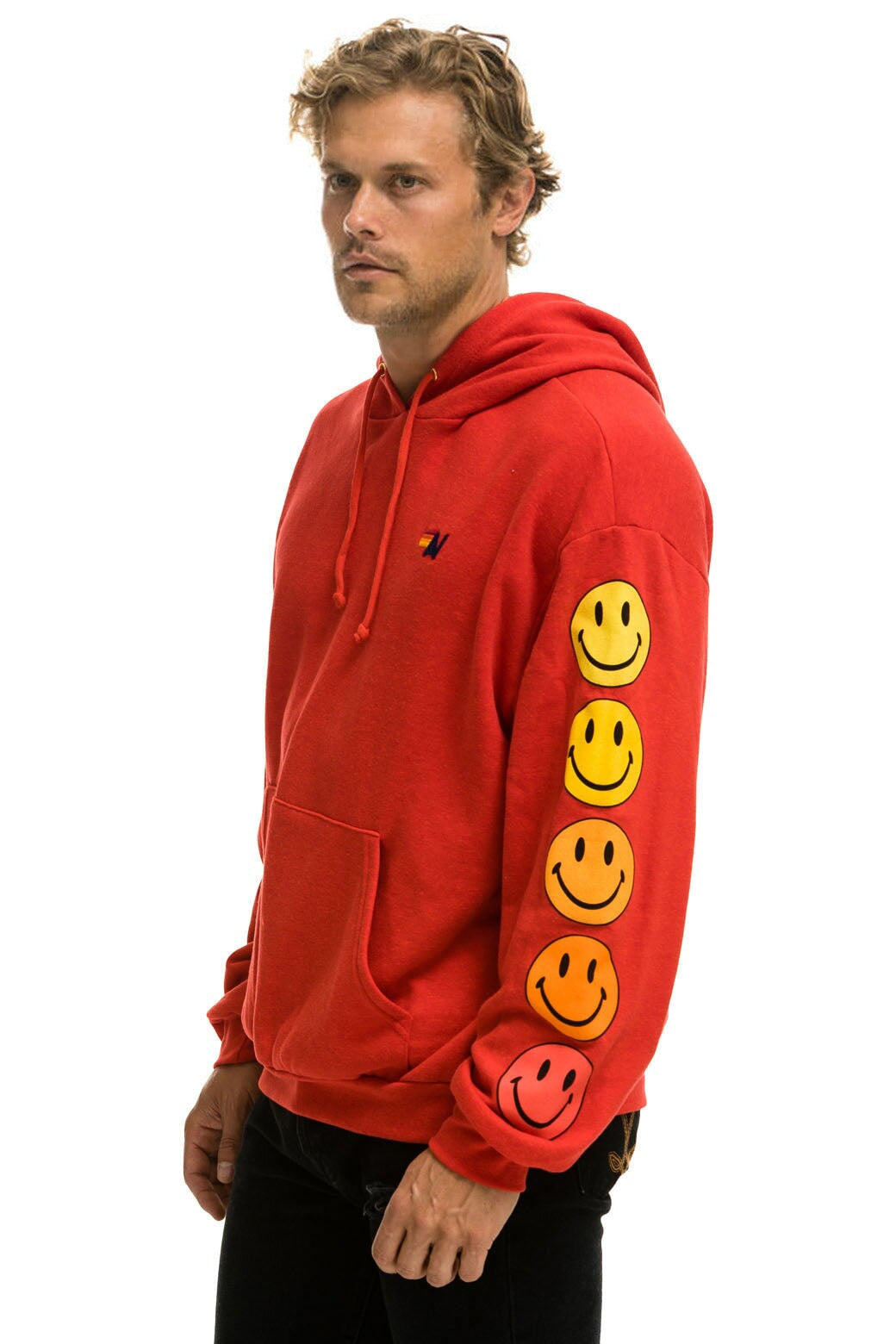SMILEY SUNSET RELAXED PULLOVER HOODIE - RED Hoodie Aviator Nation 