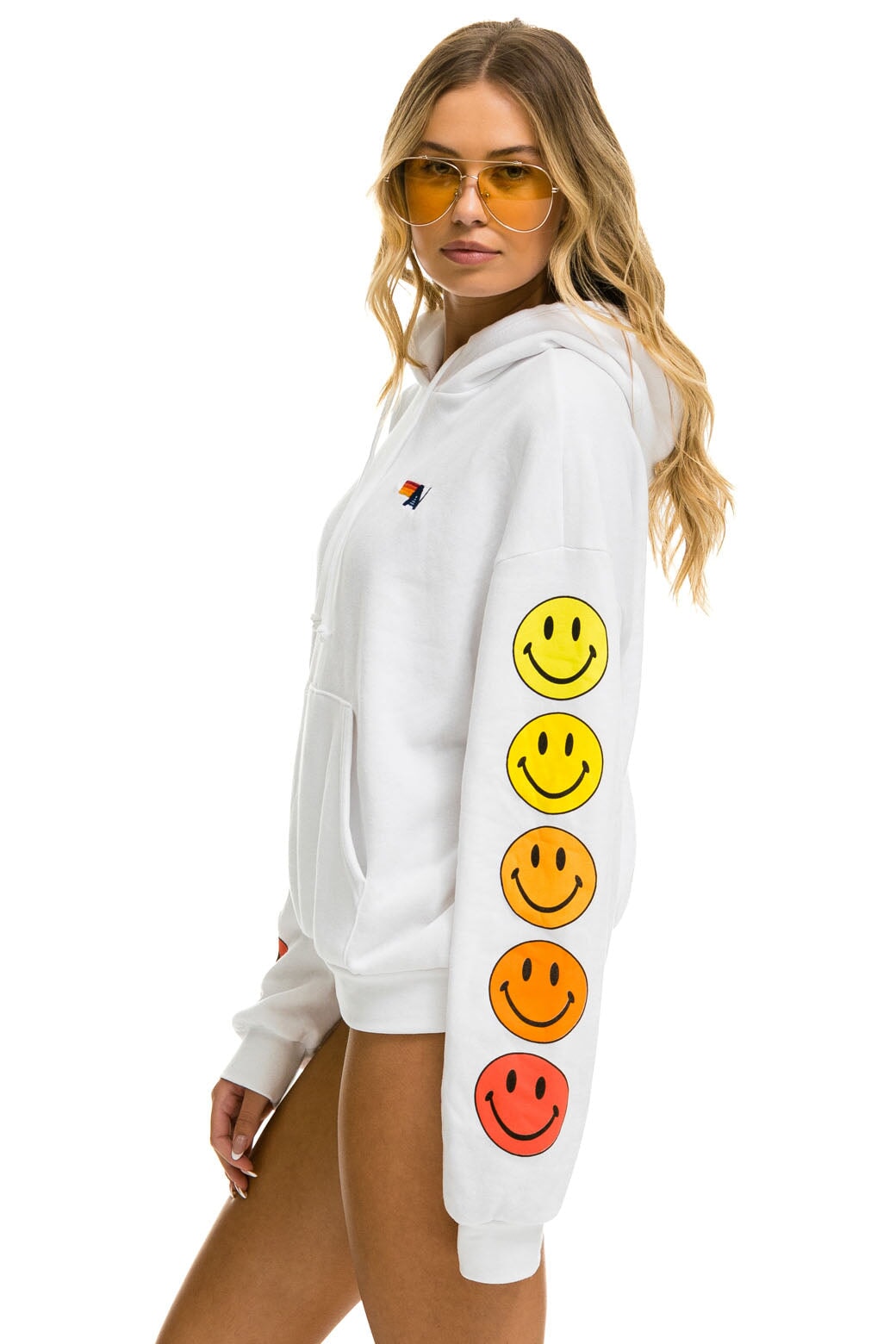 SMILEY SUNSET RELAXED PULLOVER HOODIE - WHITE Hoodie Aviator Nation 