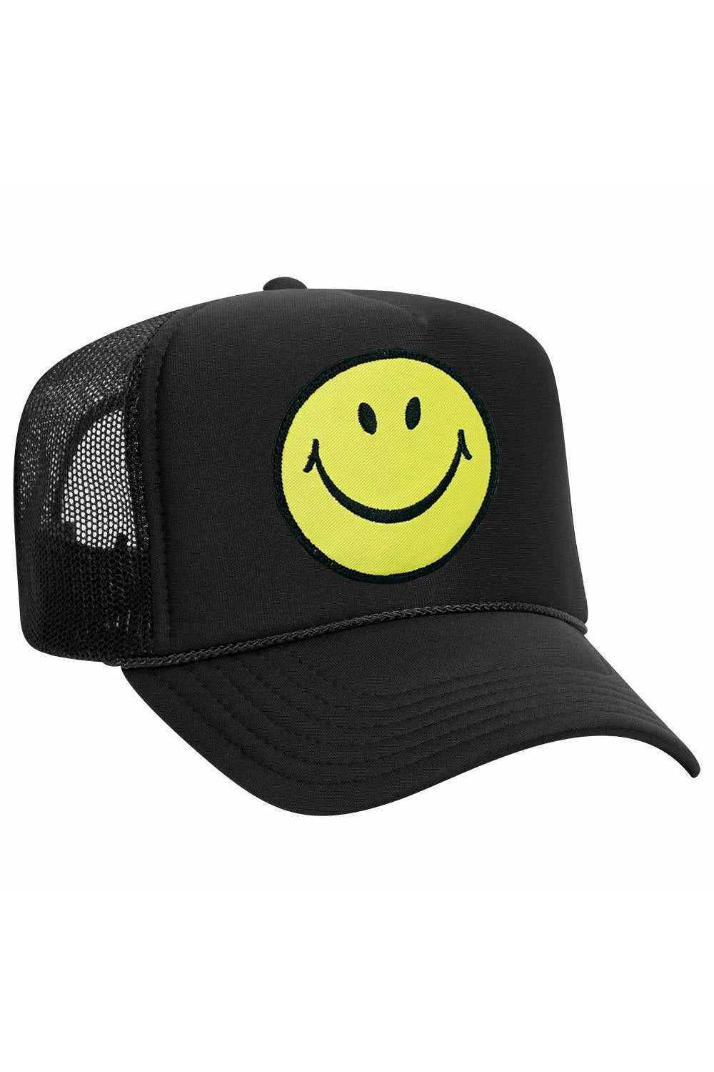 SMILEY VINTAGE TRUCKER HAT HATS Aviator Nation OS BLACK 