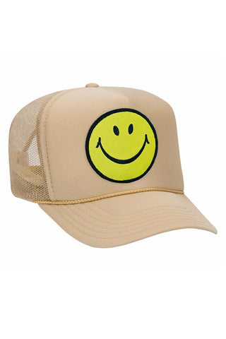 SMILEY VINTAGE TRUCKER HAT HATS Aviator Nation OS KHAKI 