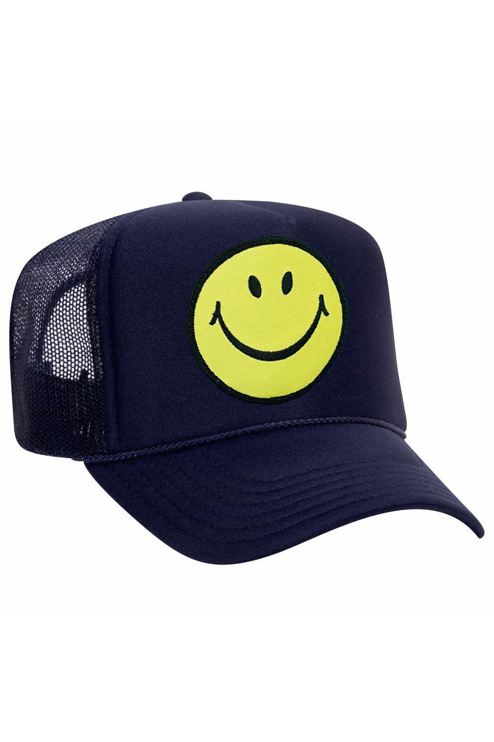 SMILEY VINTAGE TRUCKER HAT HATS Aviator Nation OS NAVY 