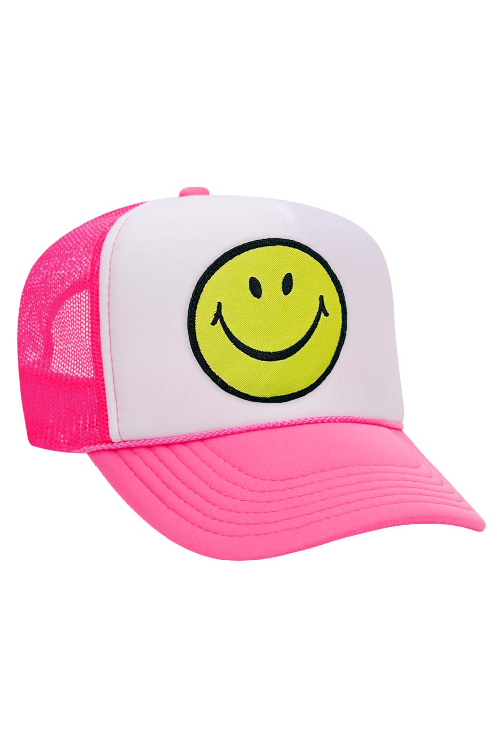 SMILEY VINTAGE TRUCKER HAT HATS Aviator Nation OS NEON PINK // WHITE // NEON PINK 