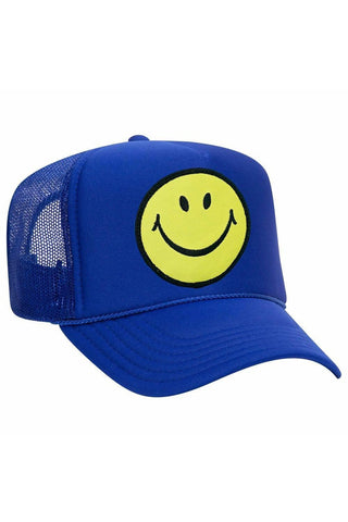 SMILEY VINTAGE TRUCKER HAT HATS Aviator Nation OS ROYAL 