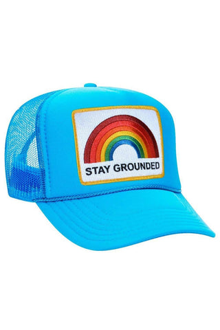 STAY GROUNDED TRUCKER HAT Trucker Hat Aviator Nation NEON BLUE 