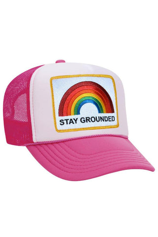 STAY GROUNDED TRUCKER HAT Trucker Hat Aviator Nation PINK//WHITE 