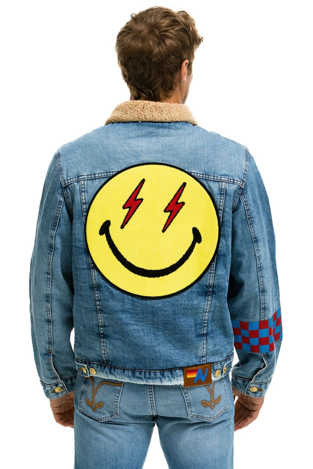 STOKED BOLT SMILEY RANCH SHERPA DENIM JACKET- SUPER LIGHT Denim Jacket Aviator Nation 
