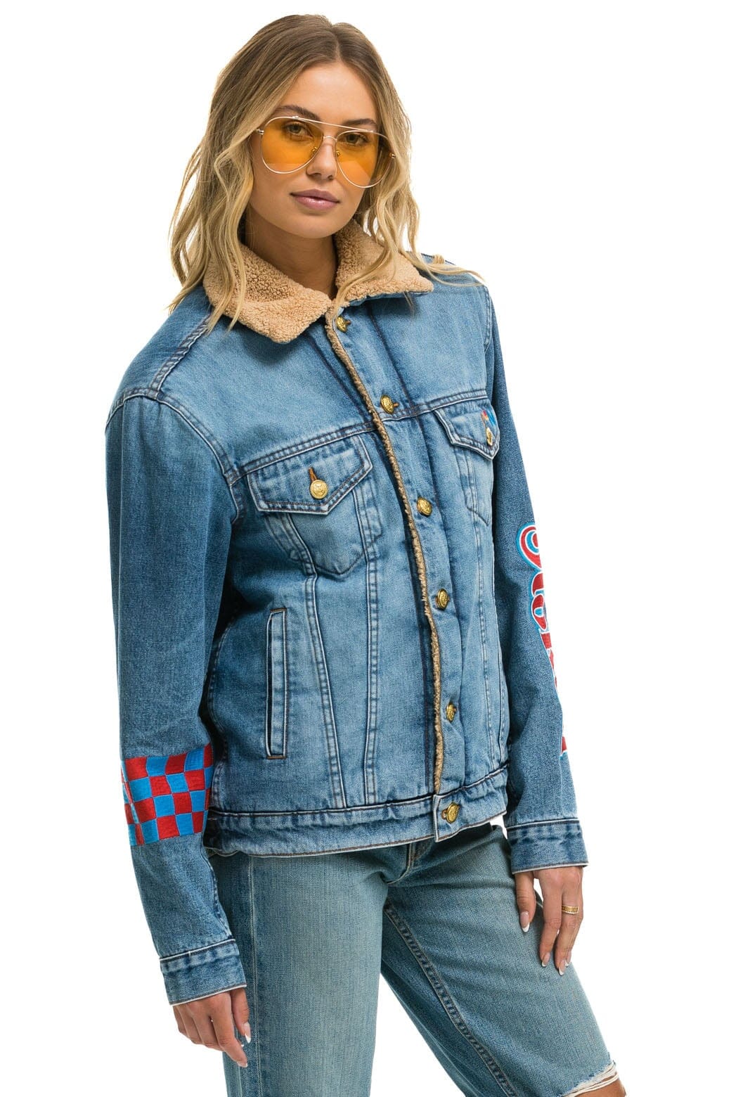 STOKED BOLT SMILEY RANCH SHERPA DENIM JACKET- SUPER LIGHT Denim Jacket Aviator Nation 