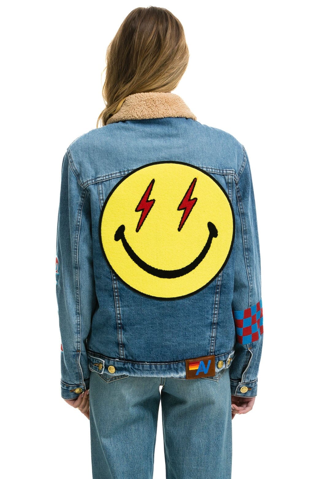 STOKED BOLT SMILEY RANCH SHERPA DENIM JACKET- SUPER LIGHT Denim Jacket Aviator Nation 