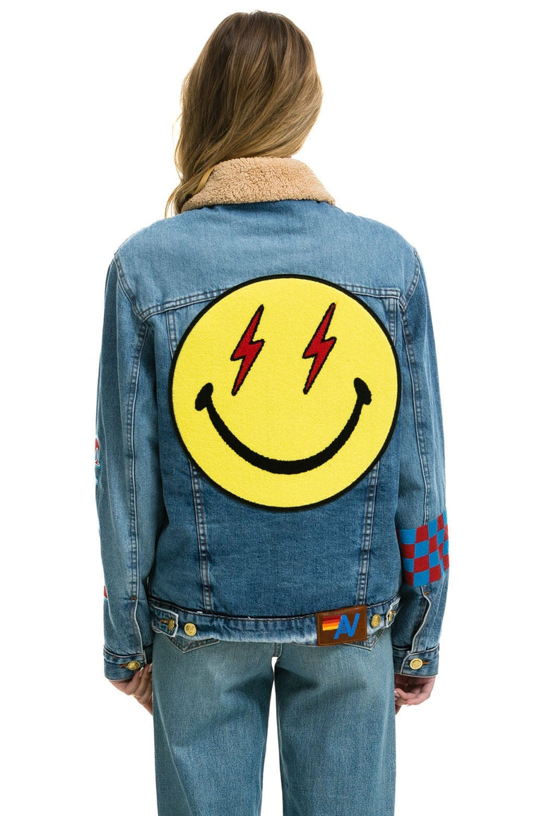 STOKED BOLT SMILEY RANCH SHERPA DENIM JACKET- SUPER LIGHT Denim Jacket Aviator Nation 