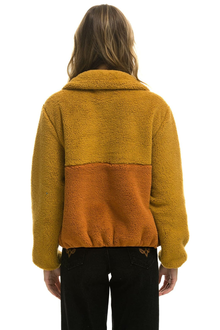 TEDDY APRES HALF ZIP COLOR BLOCK JACKET - HONEY Women's Outerwear Aviator Nation 