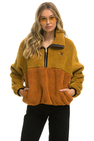 TEDDY APRES HALF ZIP COLOR BLOCK JACKET - HONEY Women's Outerwear Aviator Nation 