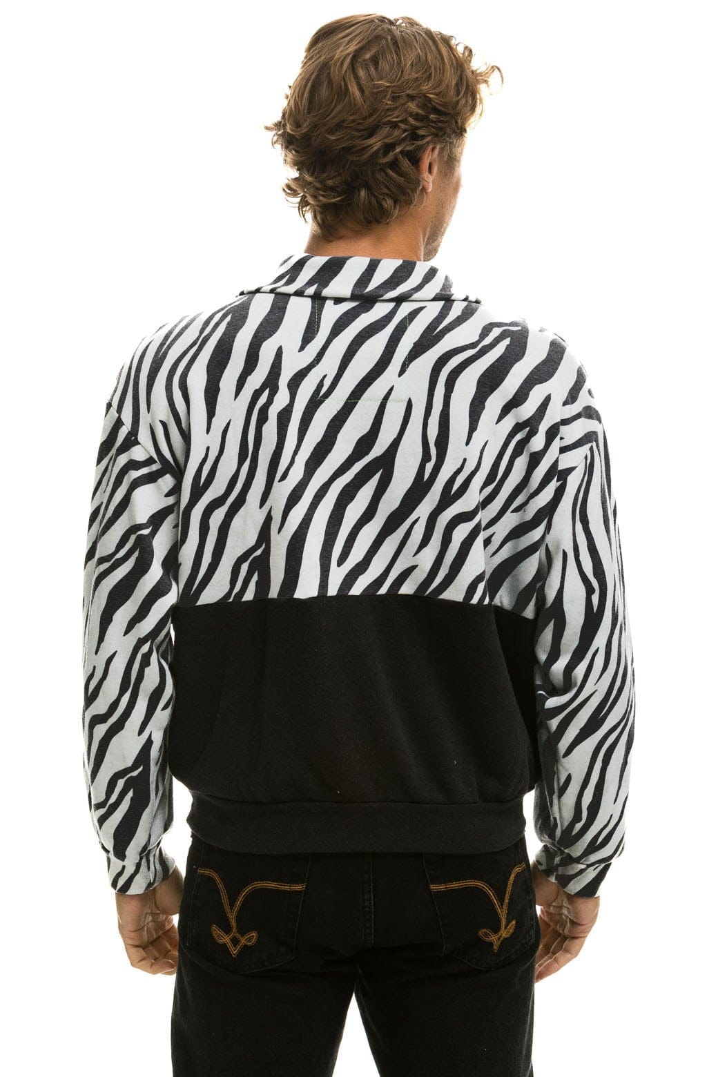 TEDDY FLEECE UNISEX HALF ZIP COLOR BLOCK JACKET - ZEBRA Sweatshirt Aviator Nation 
