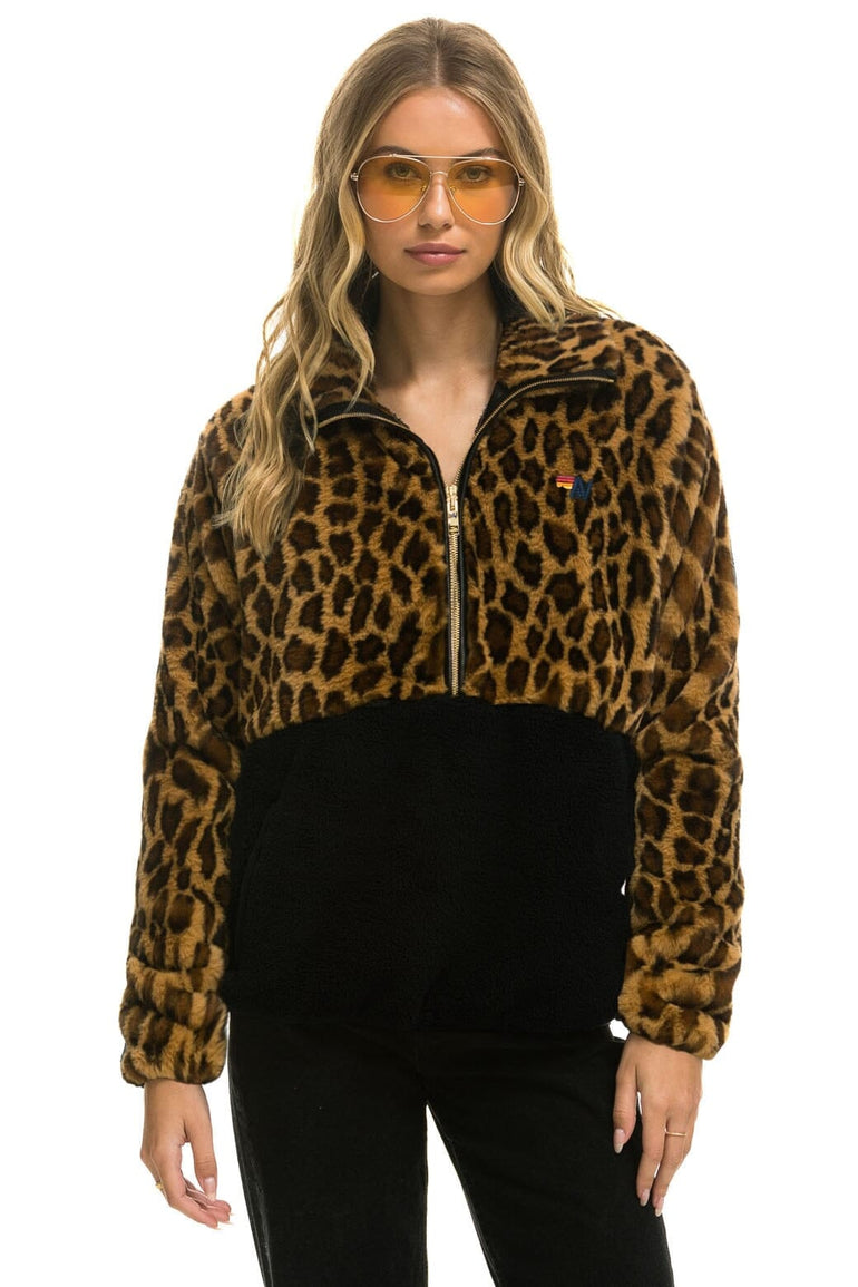 TEDDY UNISEX HALF ZIP COLOR BLOCK JACKET - CHEETAH Unisex Outerwear Aviator Nation 