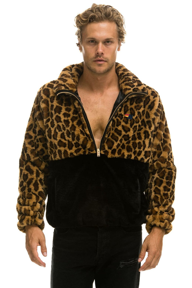 TEDDY UNISEX HALF ZIP COLOR BLOCK JACKET - CHEETAH Unisex Outerwear Aviator Nation 