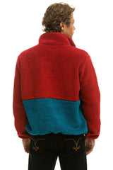 TEDDY UNISEX HALF ZIP COLOR BLOCK JACKET - CHERRY Jacket Aviator Nation 