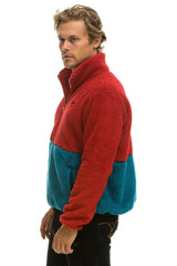 TEDDY UNISEX HALF ZIP COLOR BLOCK JACKET - CHERRY Jacket Aviator Nation 