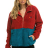 TEDDY UNISEX HALF ZIP COLOR BLOCK JACKET - CHERRY Unisex Outerwear Aviator Nation 